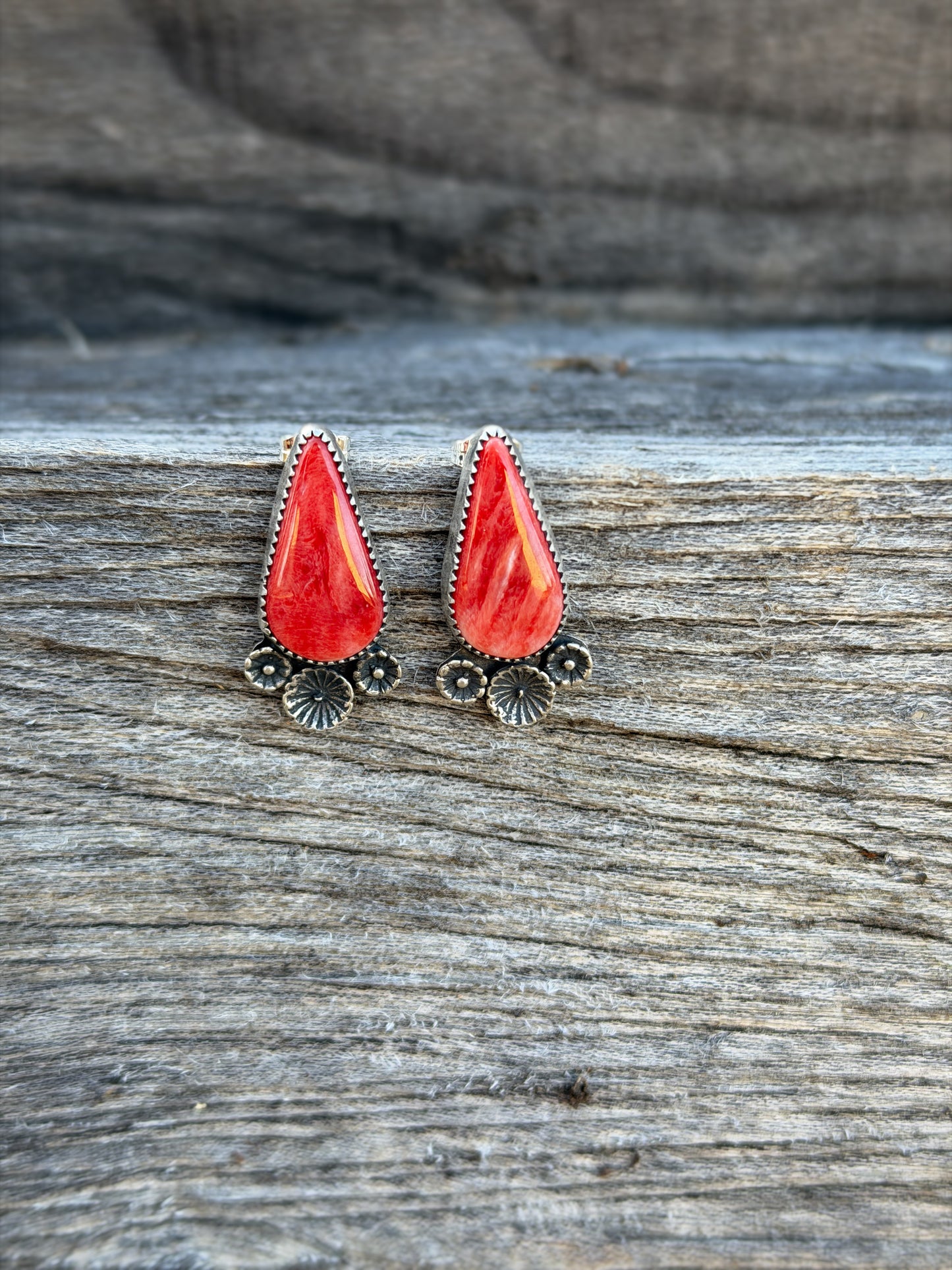 Red Spiny Earrings