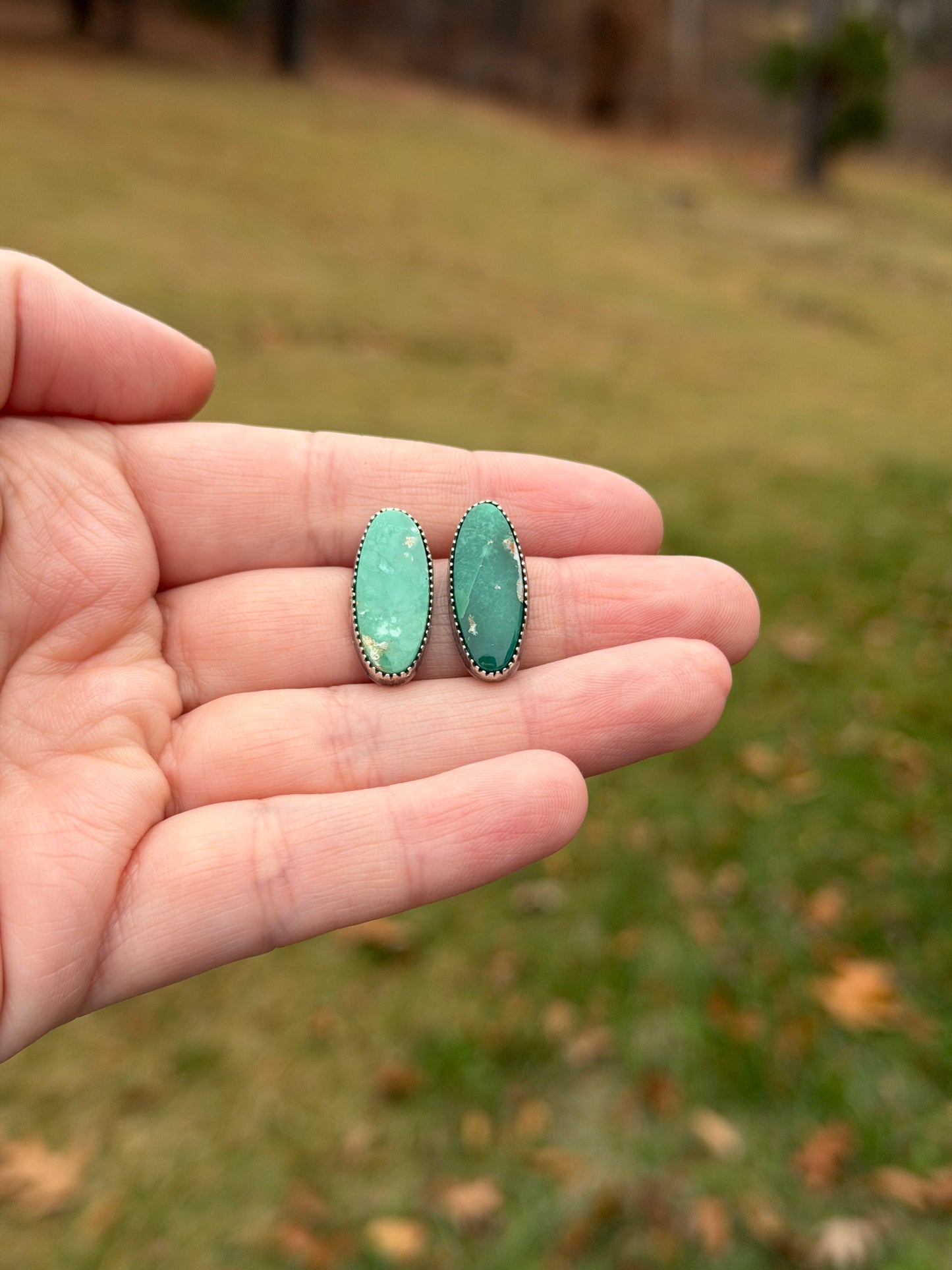 Broken Arrow Variscite Studs