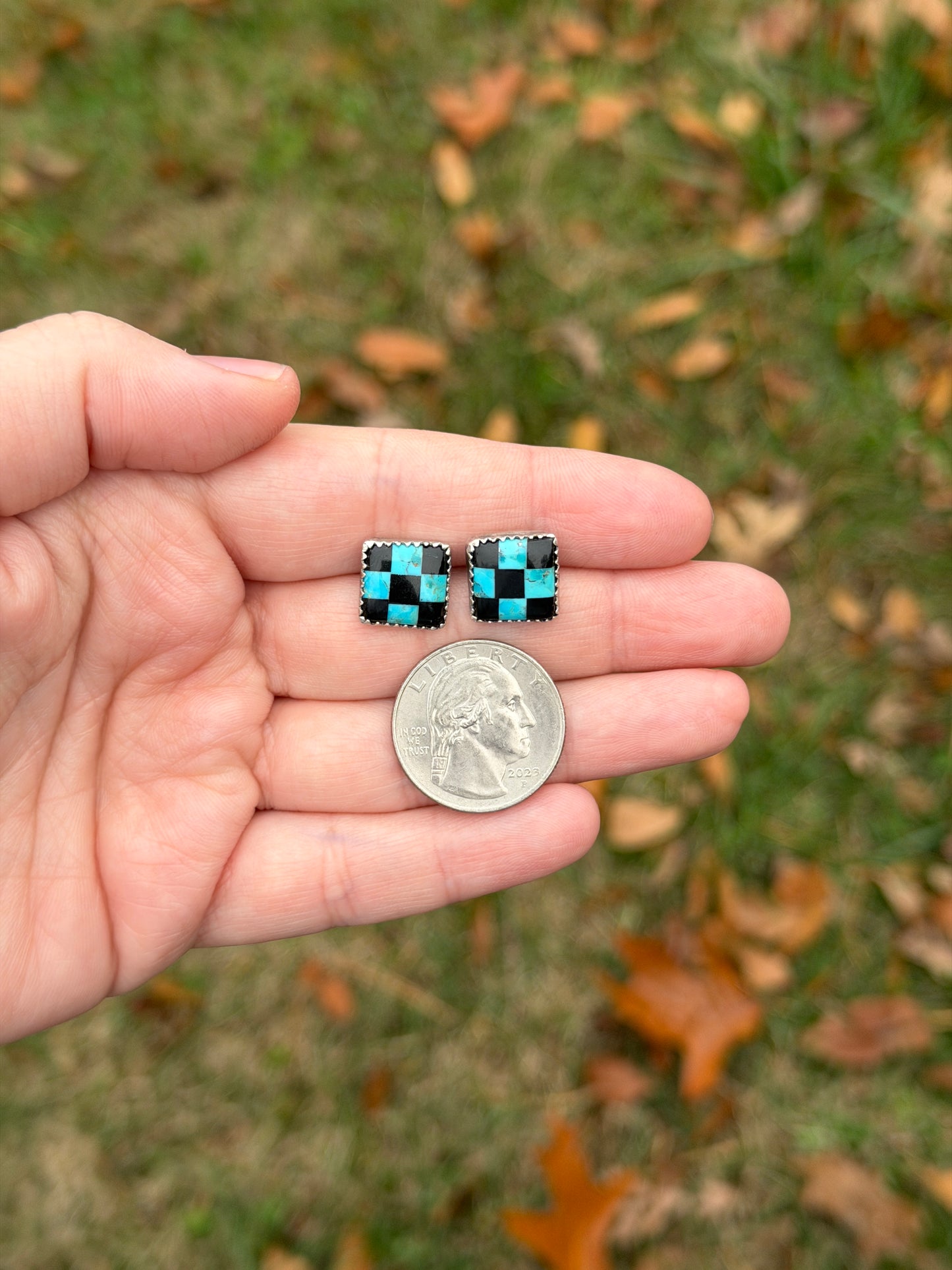 Mohave Turquoise Checkered Studs